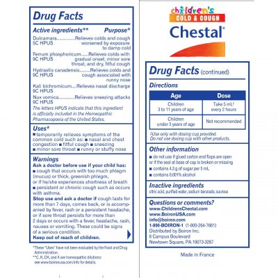 Children's Chestal Drug Facts