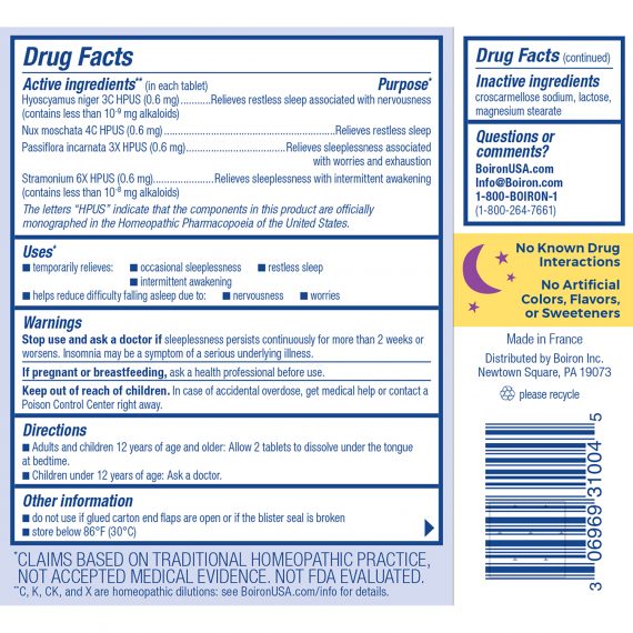 SleepCalm Drug Facts