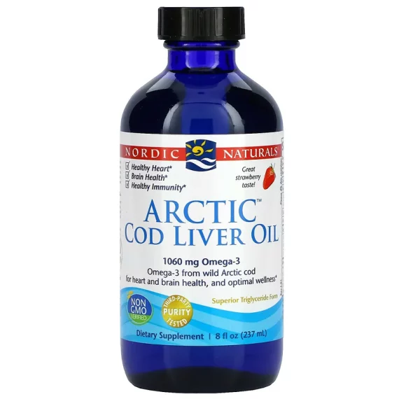 Nordic naturals, arctic cod liver oil, strawberry, 8 fl oz (237 ml) photo